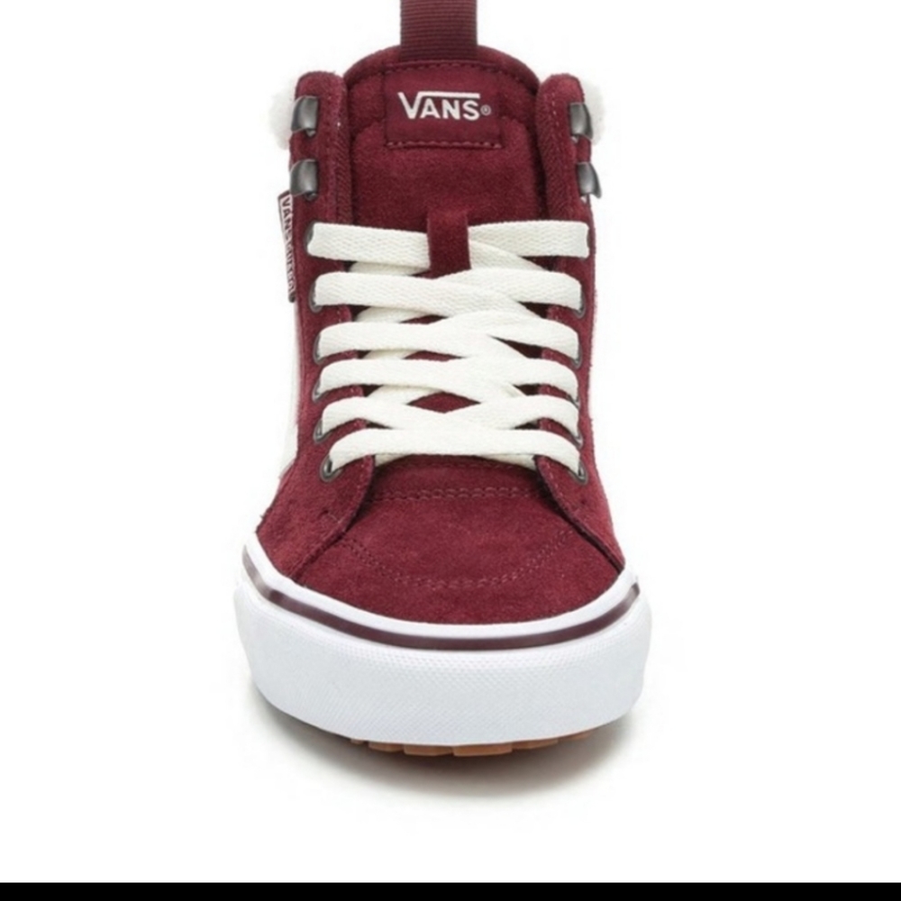 Vans filmore sneakers hi top maroon red faux fur NEW in box size 10
